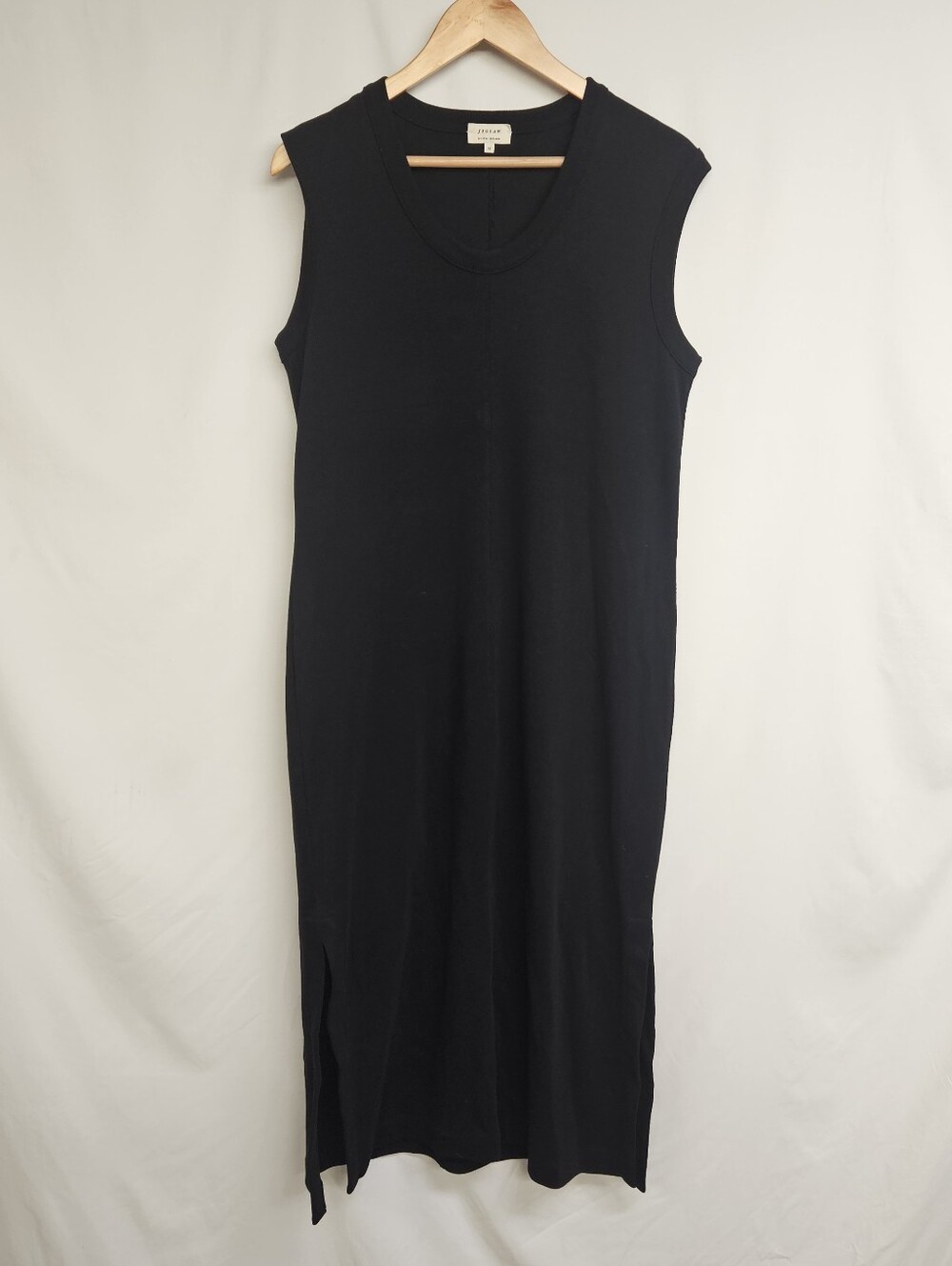 JIGSAW Black Sleeveless Knit Casual Minimalist Dress Side Slits Size Medium